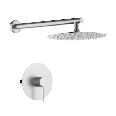 Kibi Circular Pressure Balanced Single Function Shower System with Rough In Valve - Brushed Nickel KSF407BN